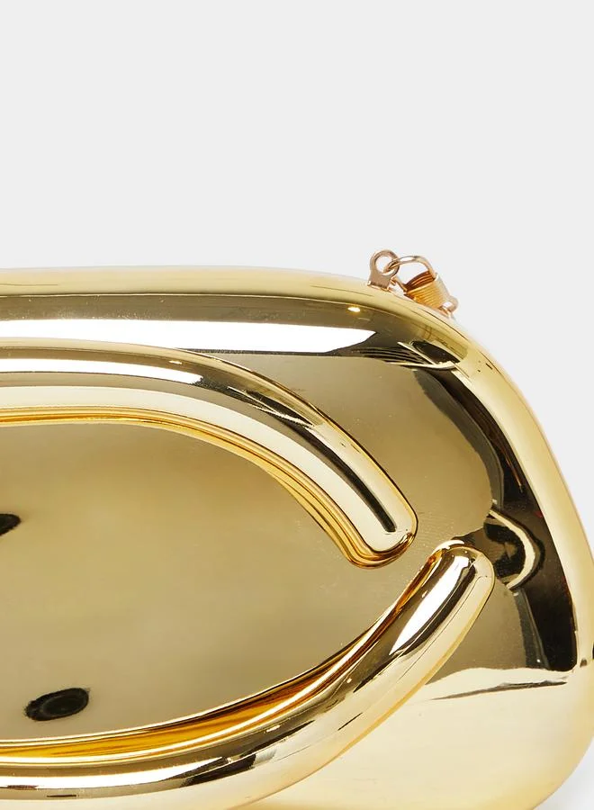 Styli Smooth Metallic Clutch with Chain Strap